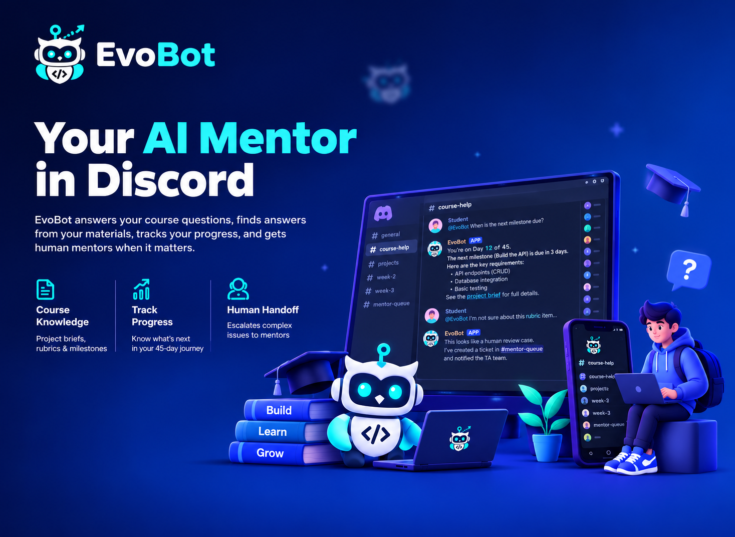 EvoBot: An AI Mentor Bot for a 45-Day Capstone Course